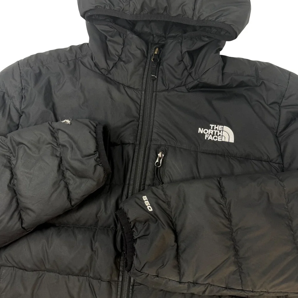 The North Face Aconcagua 2 Down Puffer Hoodie Mens Medium 550 Fill Jacket FLAW